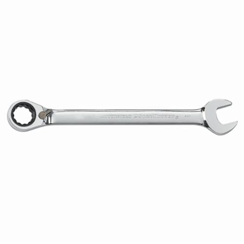 GEARWRENCH® 9618N Open End Regular Length Reversible Combination Wrench, 18 mm Wrench, 12 Points, 15 deg Offset, 9.169 in OAL, High Alloy Steel, Polished Chrome